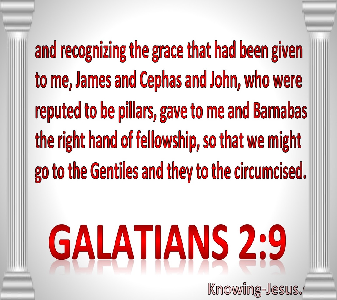 Galatians 2:9 James, Peter, John Paul Barnabas : The Right Hand Of Fellowship (red)